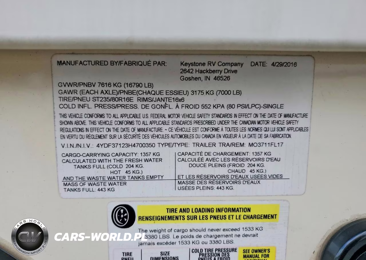 2017 Keystone Montana Camper VIN:4YDF37123H4700350 - 10