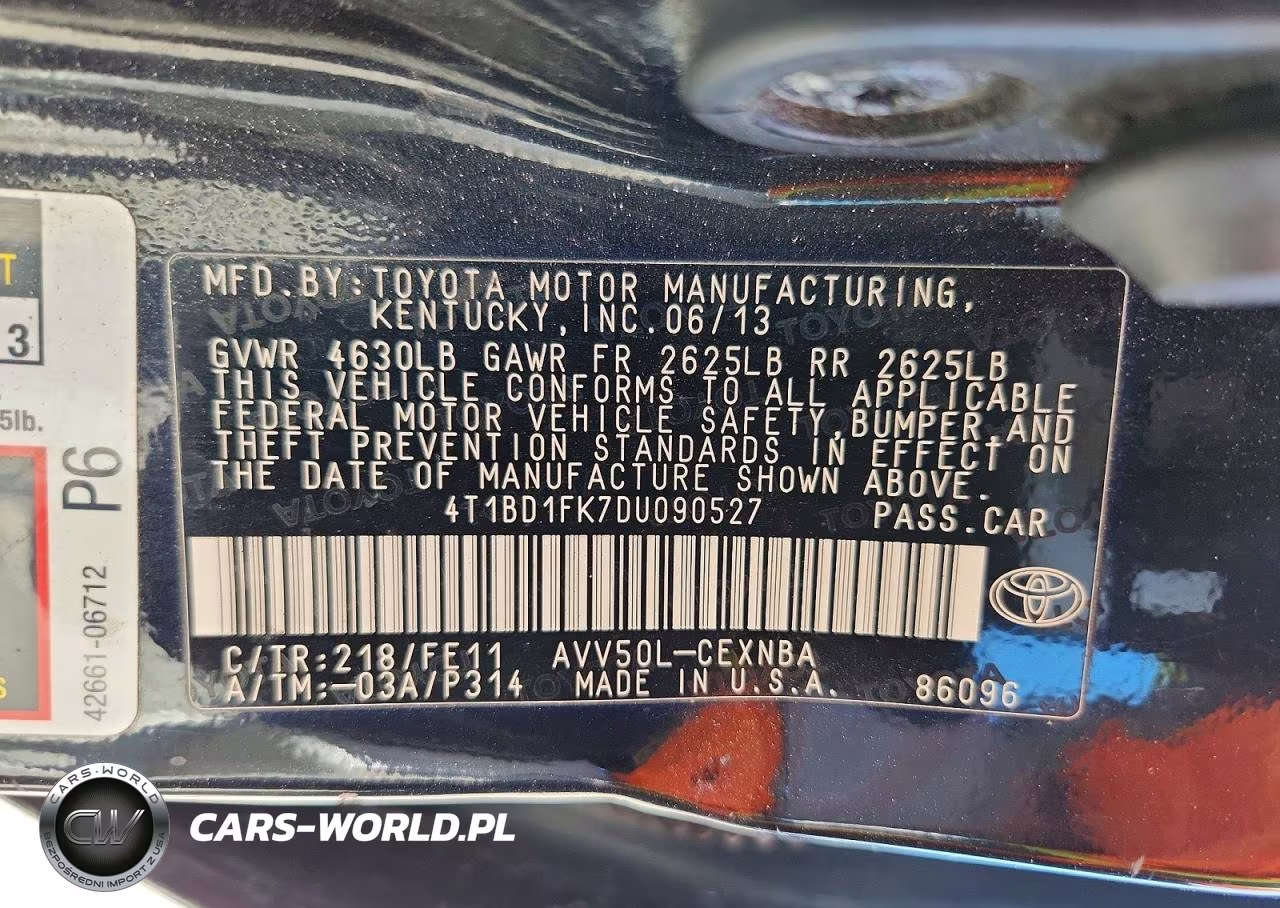 2013 Toyota Camry Hybrid Le VIN:4T1BD1FK7DU090527 - 12