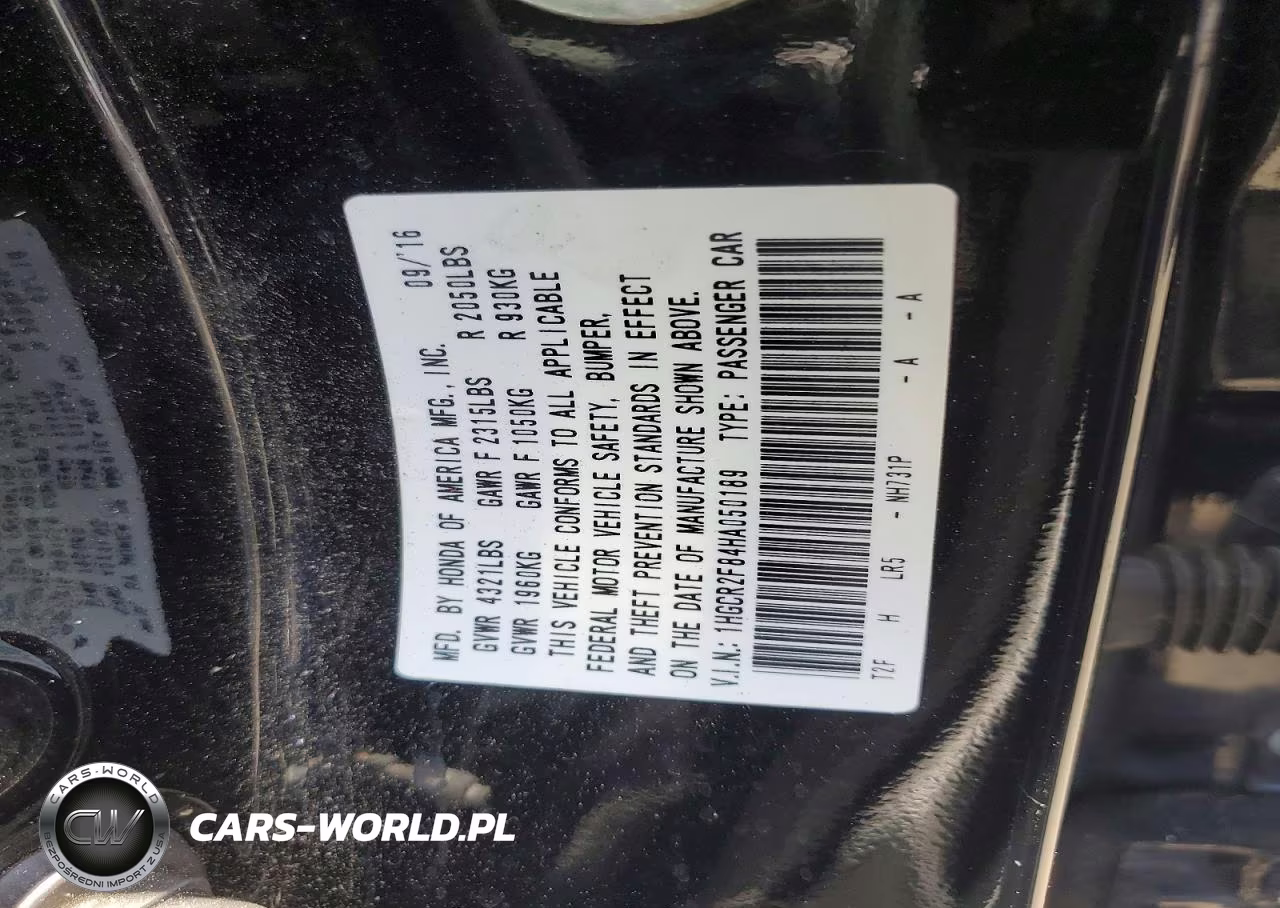 2017 Honda Accord Exl VIN:1HGCR2F84HA050189 - 13