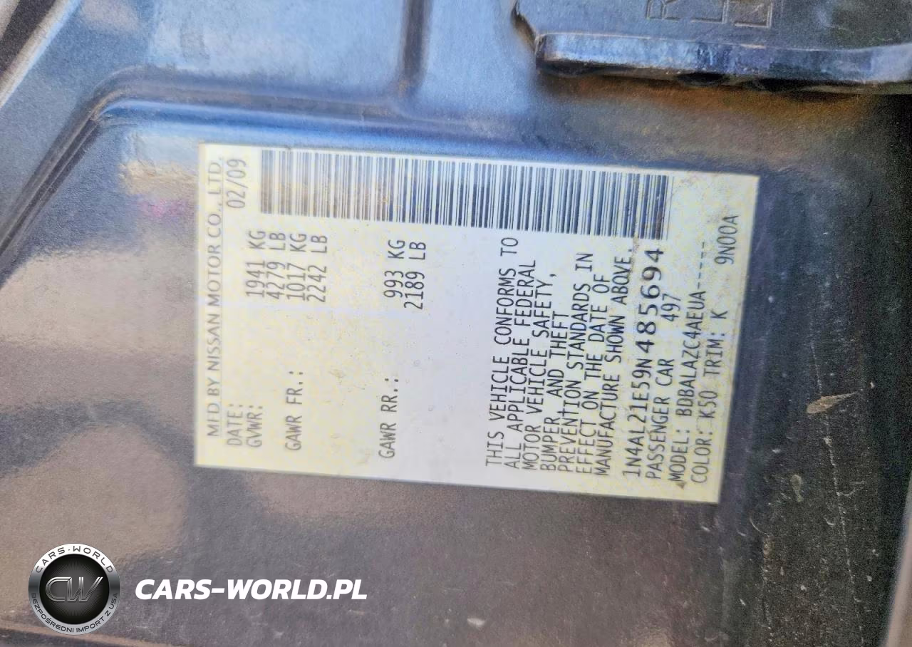2009 Nissan Altima 2.5 VIN:1N4AL21E59N485694 - 12