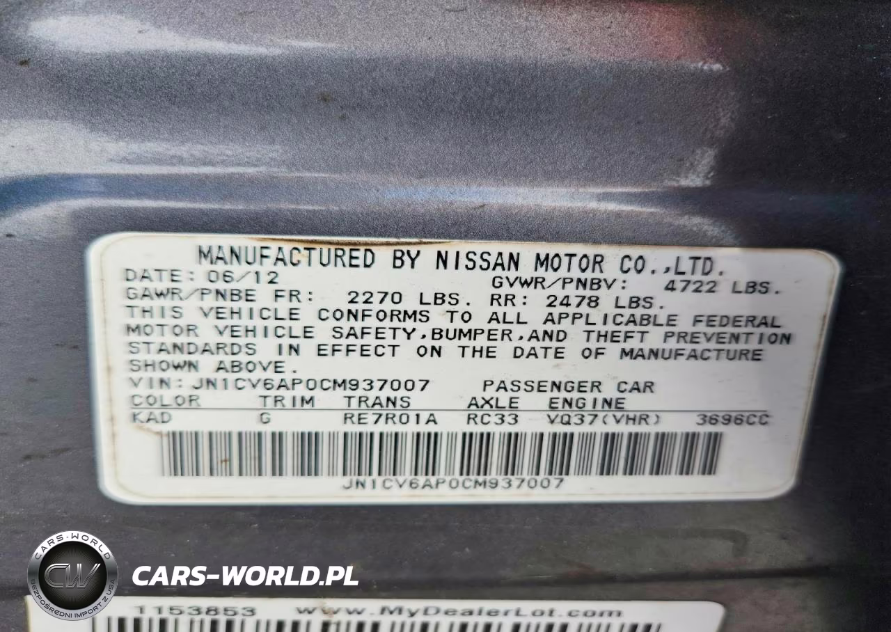 2012 Infiniti G37 Sedan Journey VIN:JN1CV6AP0CM937007 - 12