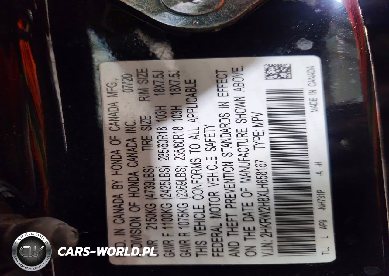 2020 Honda Cr-V Exl VIN:2HKRW2H8XLH658167 - 14