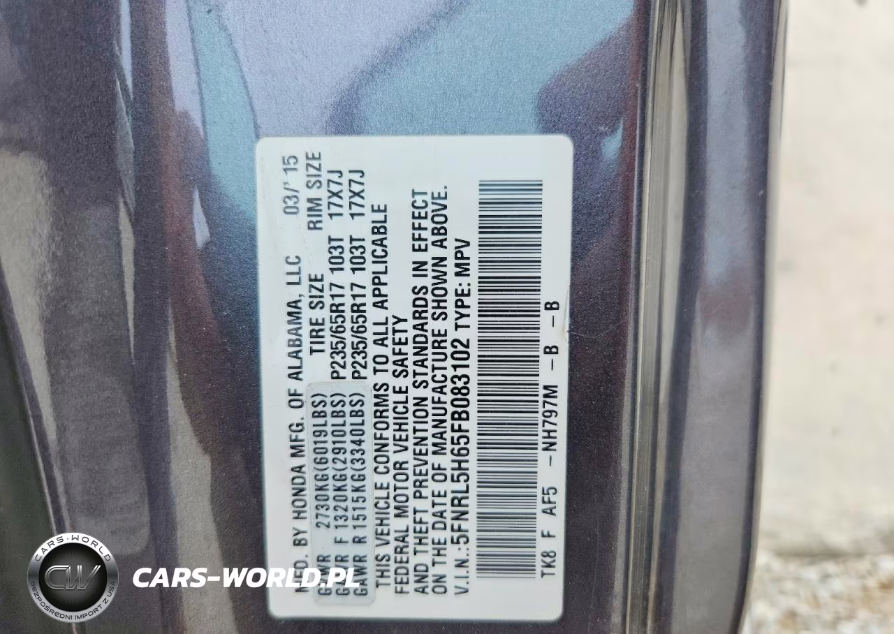 2015 H Odyssey VIN:5FNRL5H65FB083102 - 13