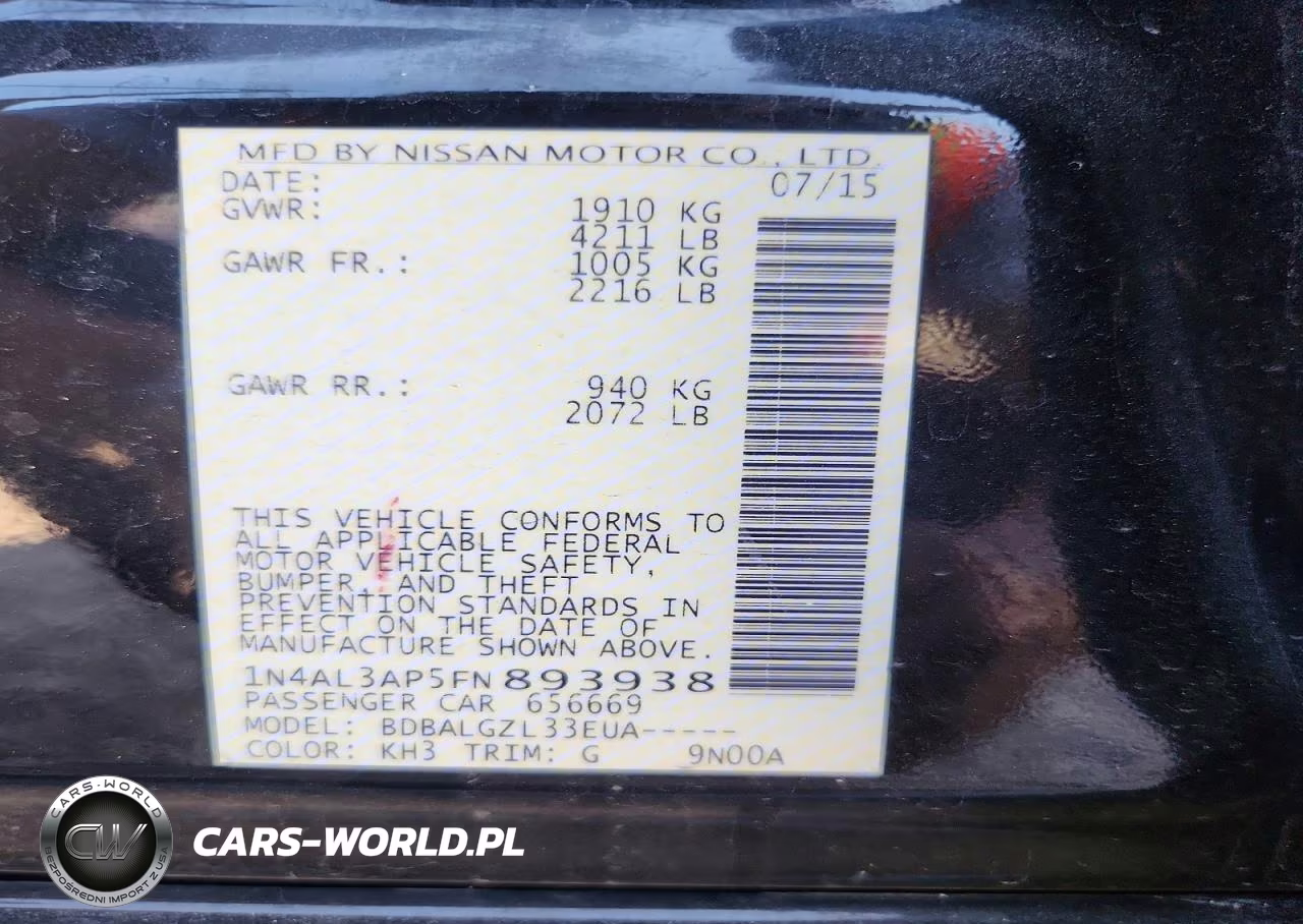 2015 Nissan Altima 2.5 S VIN:1N4AL3AP5FN893938 - 12