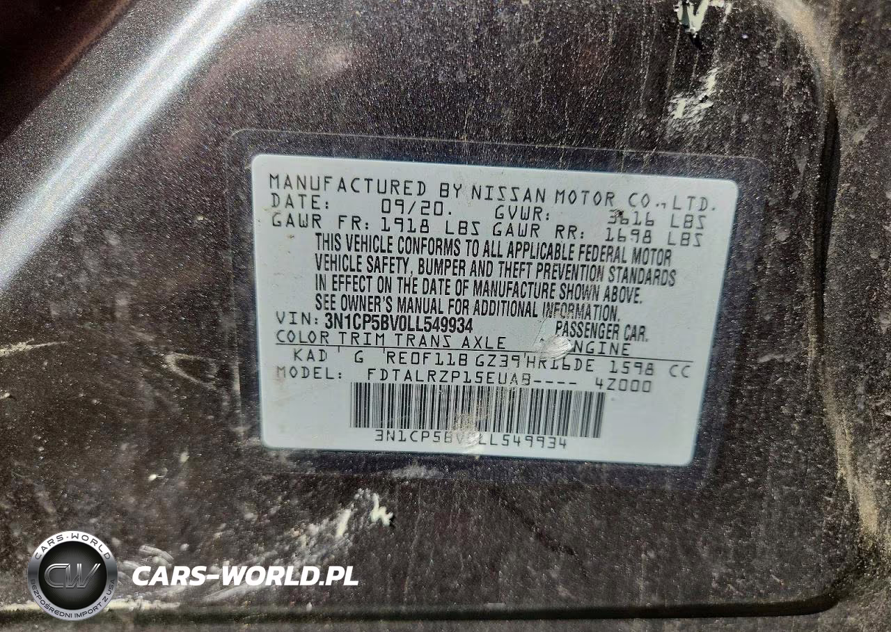 2020 Nissan Kicks S VIN:3N1CP5BV0LL549934 - 13