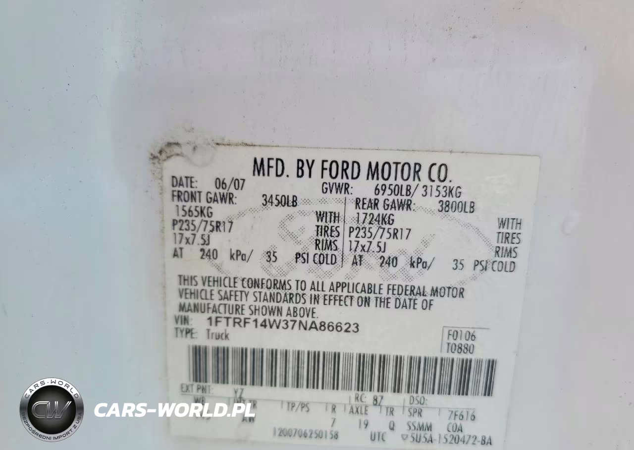 2007 Ford F150 Xl VIN:1FTRF14W37NA86623 - 12