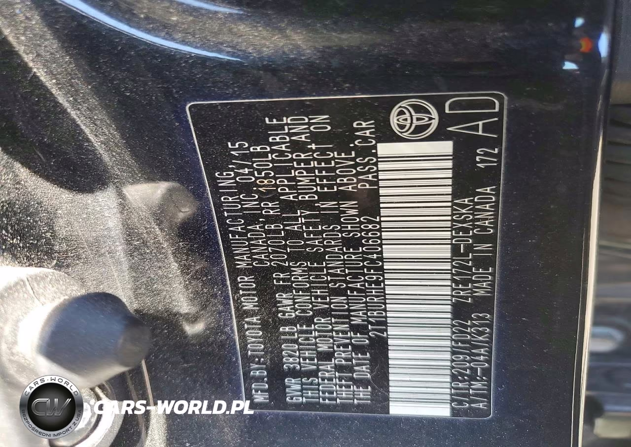 2015 Toyota Corolla S VIN:2T1BURHE9FC406682 - 12