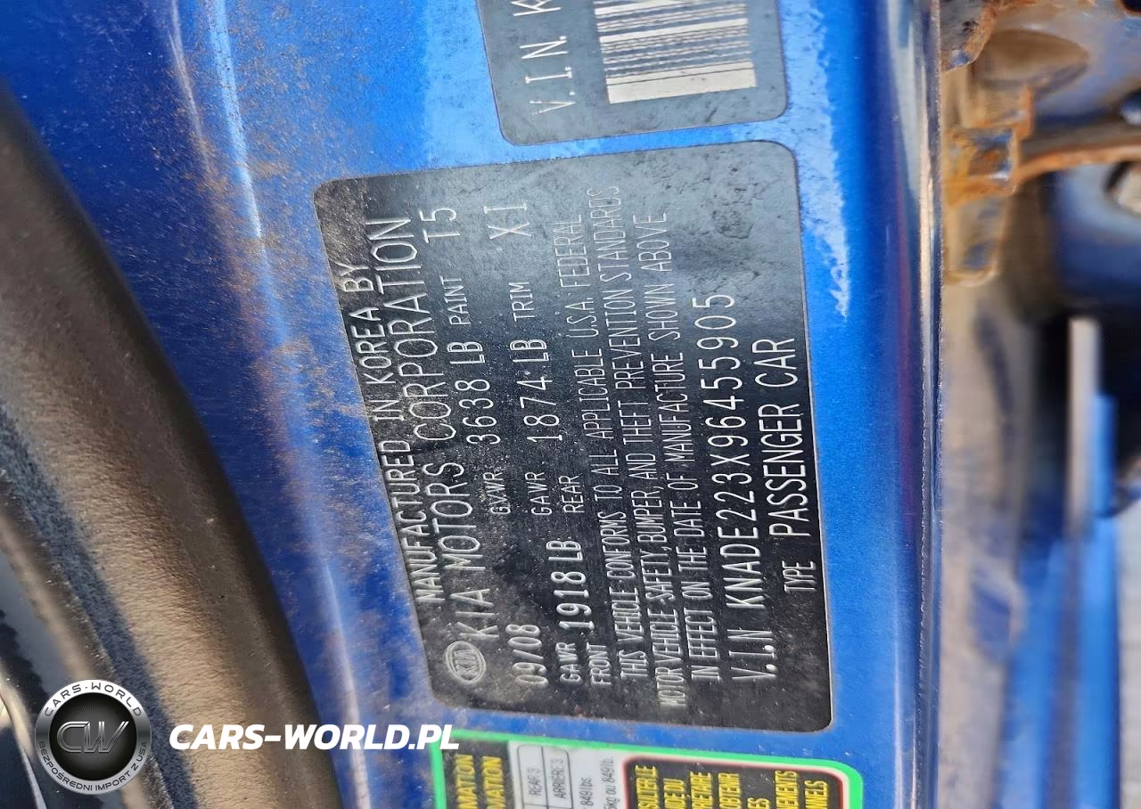 2009 Kia Rio Base VIN:KNADE223X96455905 - 12