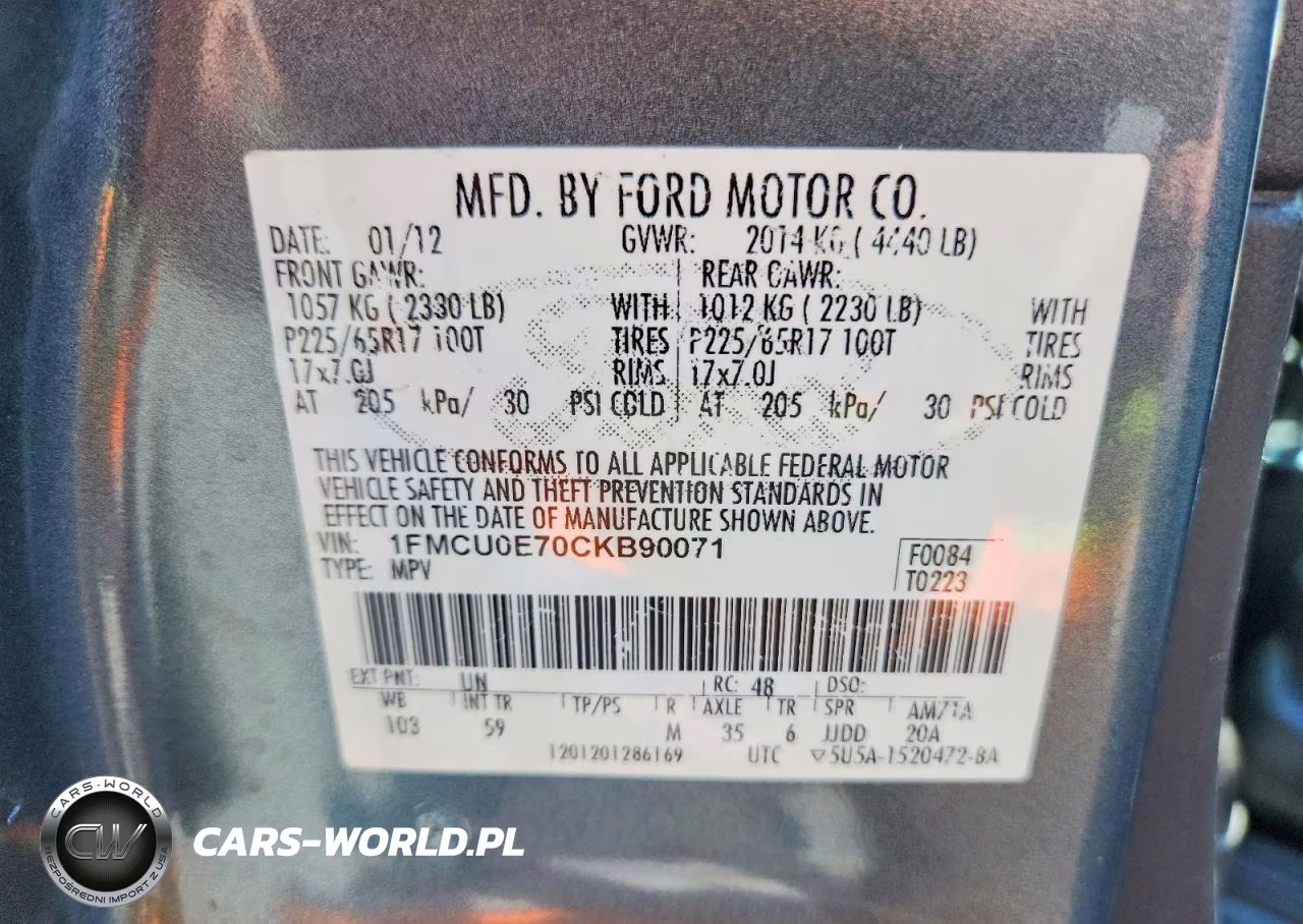 2012 Ford Escape Limited VIN:1FMCU0E70CKB90071 - 13