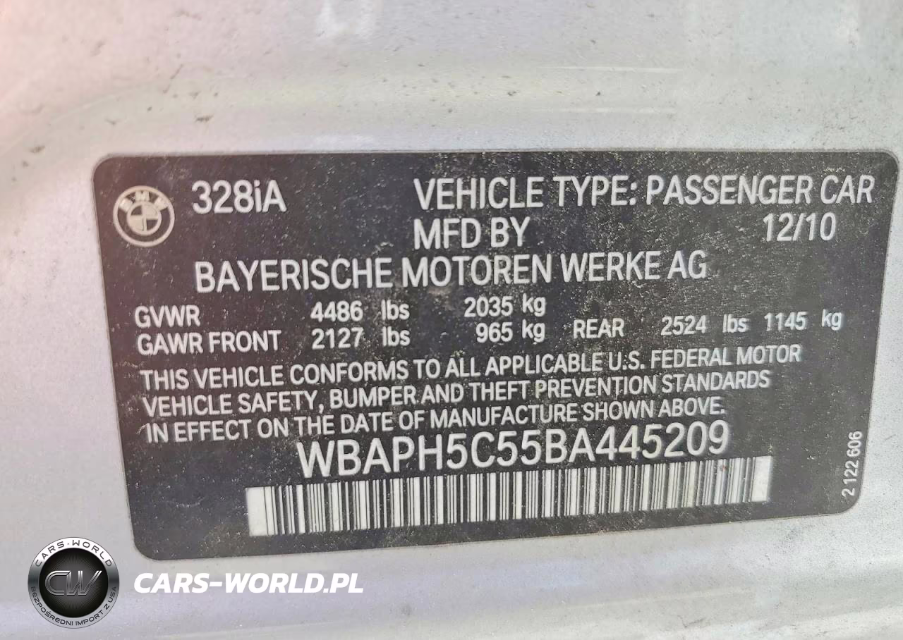 2011 BMW 328 I Sulev VIN:WBAPH5C55BA445209 - 12