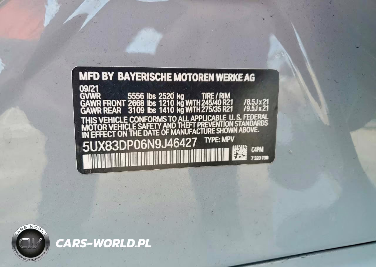 2022 BMW X3 M40I VIN:5UX83DP06N9J46427 - 14