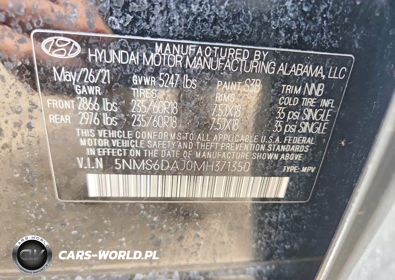 2021 Hyundai Santa Fe Sel VIN:5NMS6DAJ0MH371350 - 12