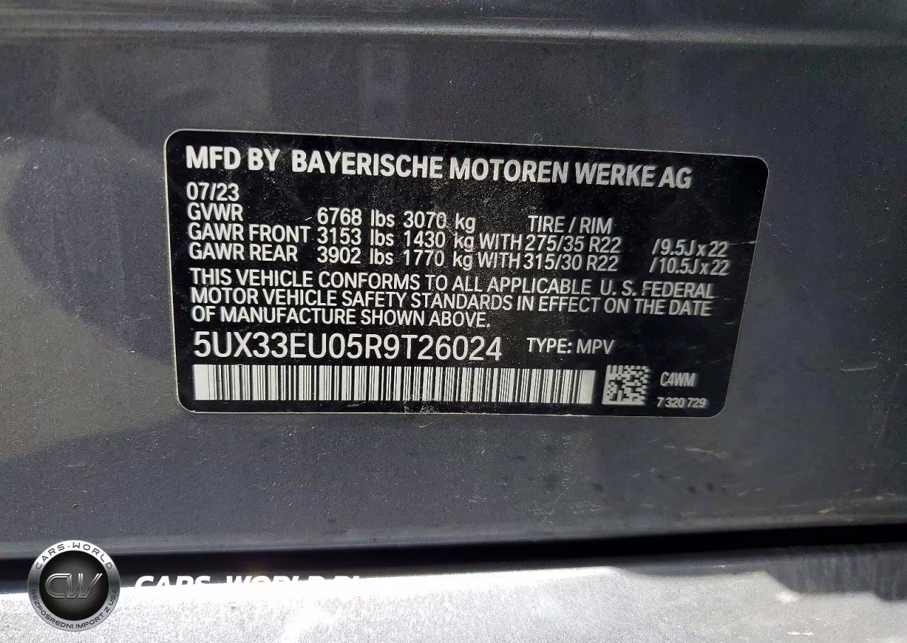 2024 BMW X5 M60I VIN:5UX33EU05R9T26024 - 13