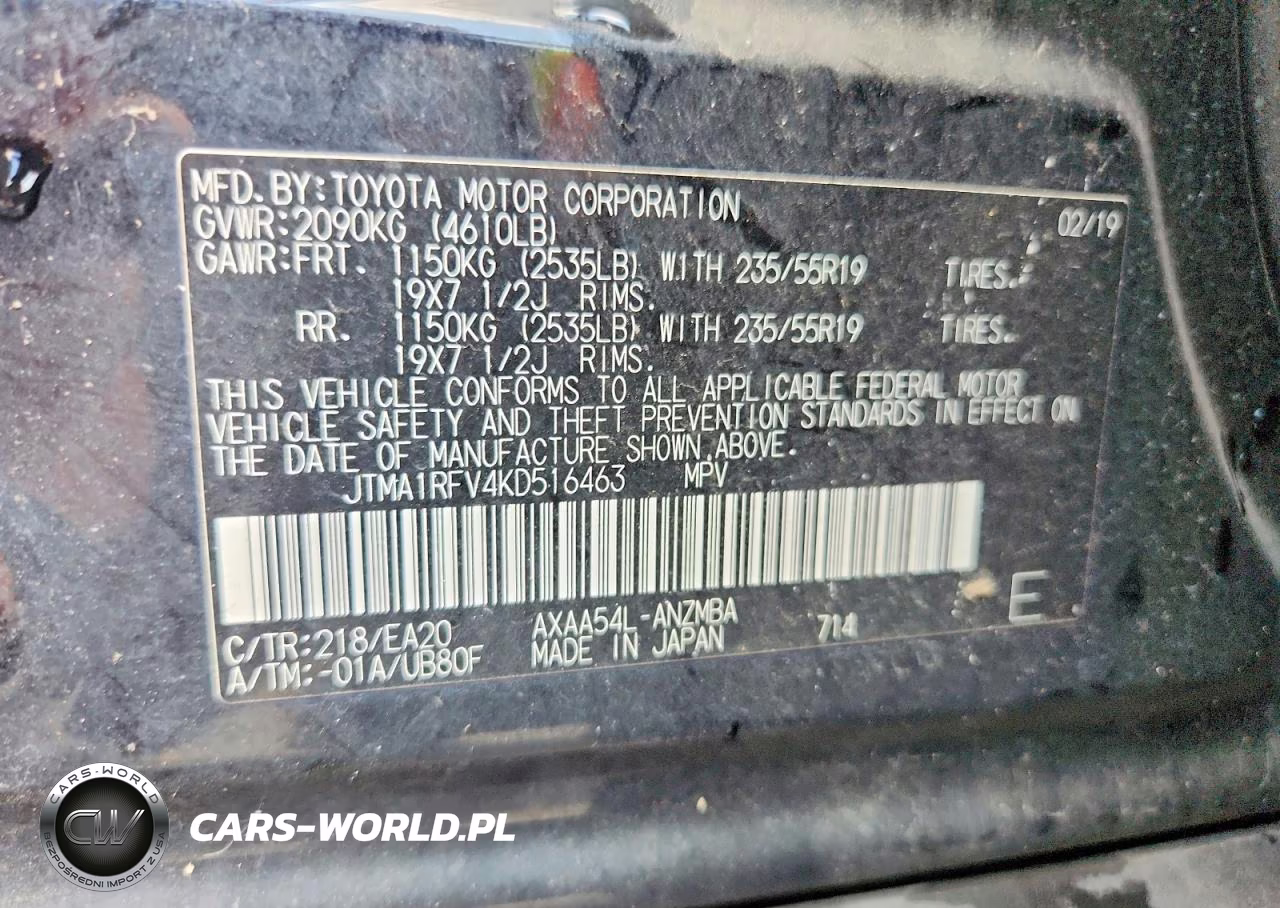 2019 Toyota Rav4 Xle Premium VIN:JTMA1RFV4KD516463 - 14