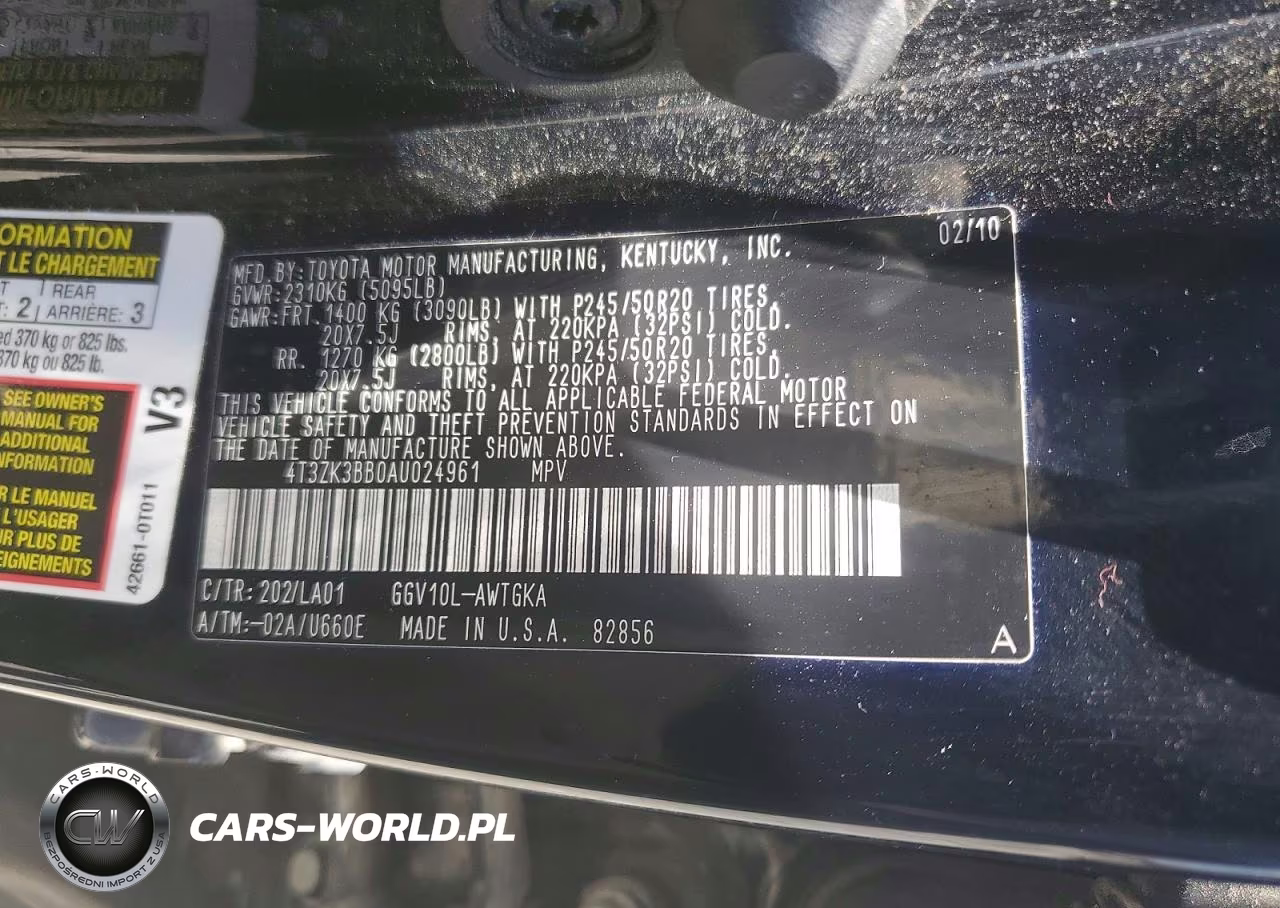 2010 Toyota Venza Fwd V6 VIN:4T3ZK3BB0AU024961 - 14