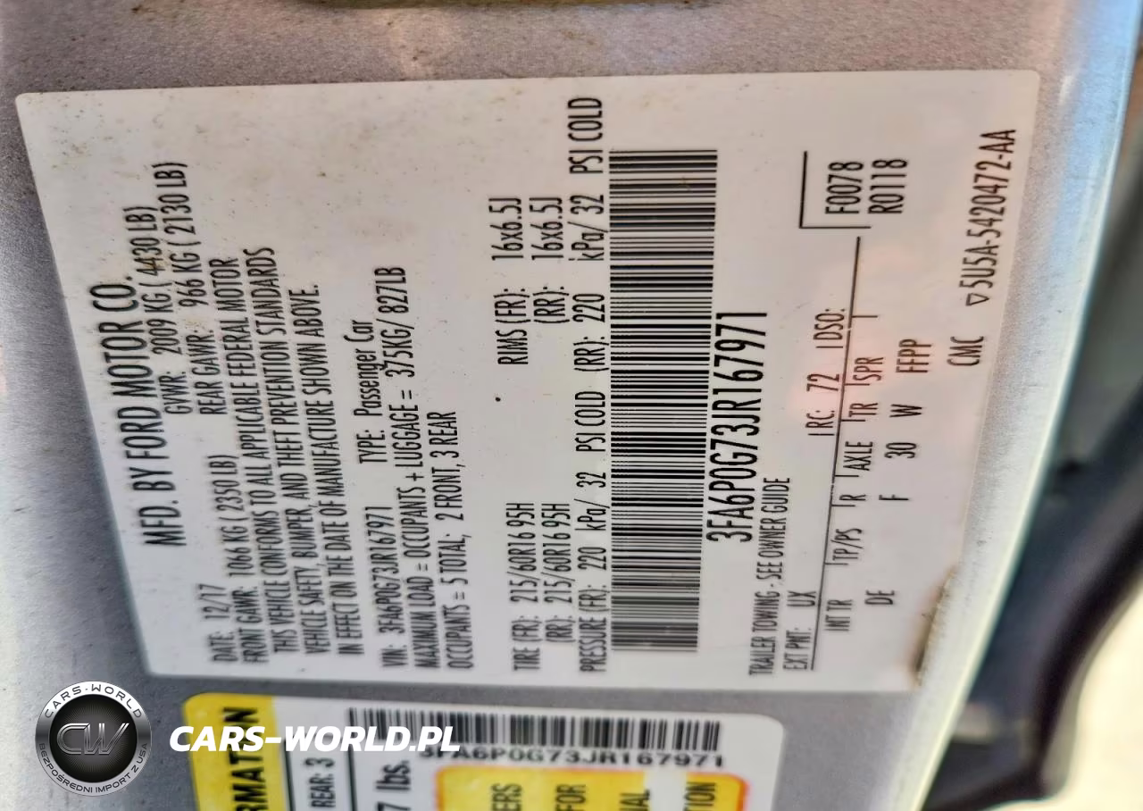 2018 Ford Fusion S VIN:3FA6P0G73JR167971 - 12