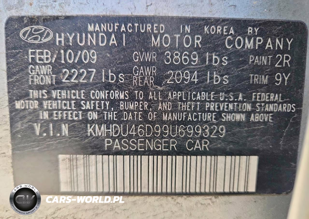 2009 Hyundai Elantra Gls VIN:KMHDU46D99U699329 - 12