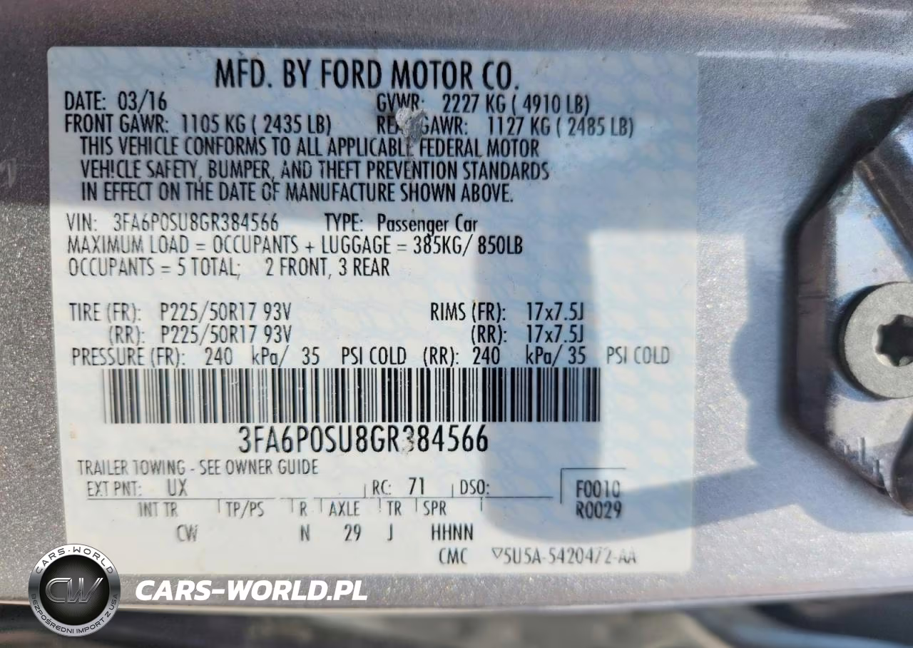 2016 Ford Fusion Titanium Phev VIN:3FA6P0SU8GR384566 - 12