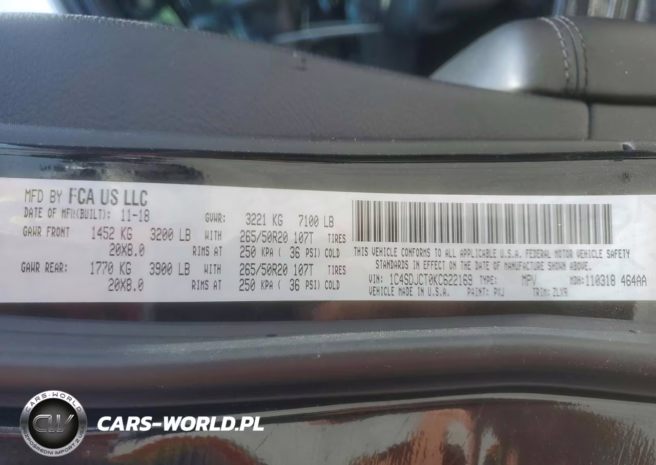 2019 Dodge Durango R VIN:1C4SDJCT0KC622169 - 13