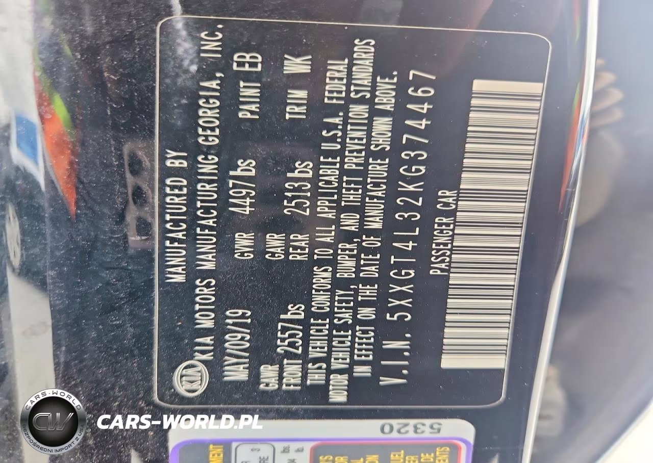 2019 Kia Optima S VIN:5XXGT4L32KG374467 - 12