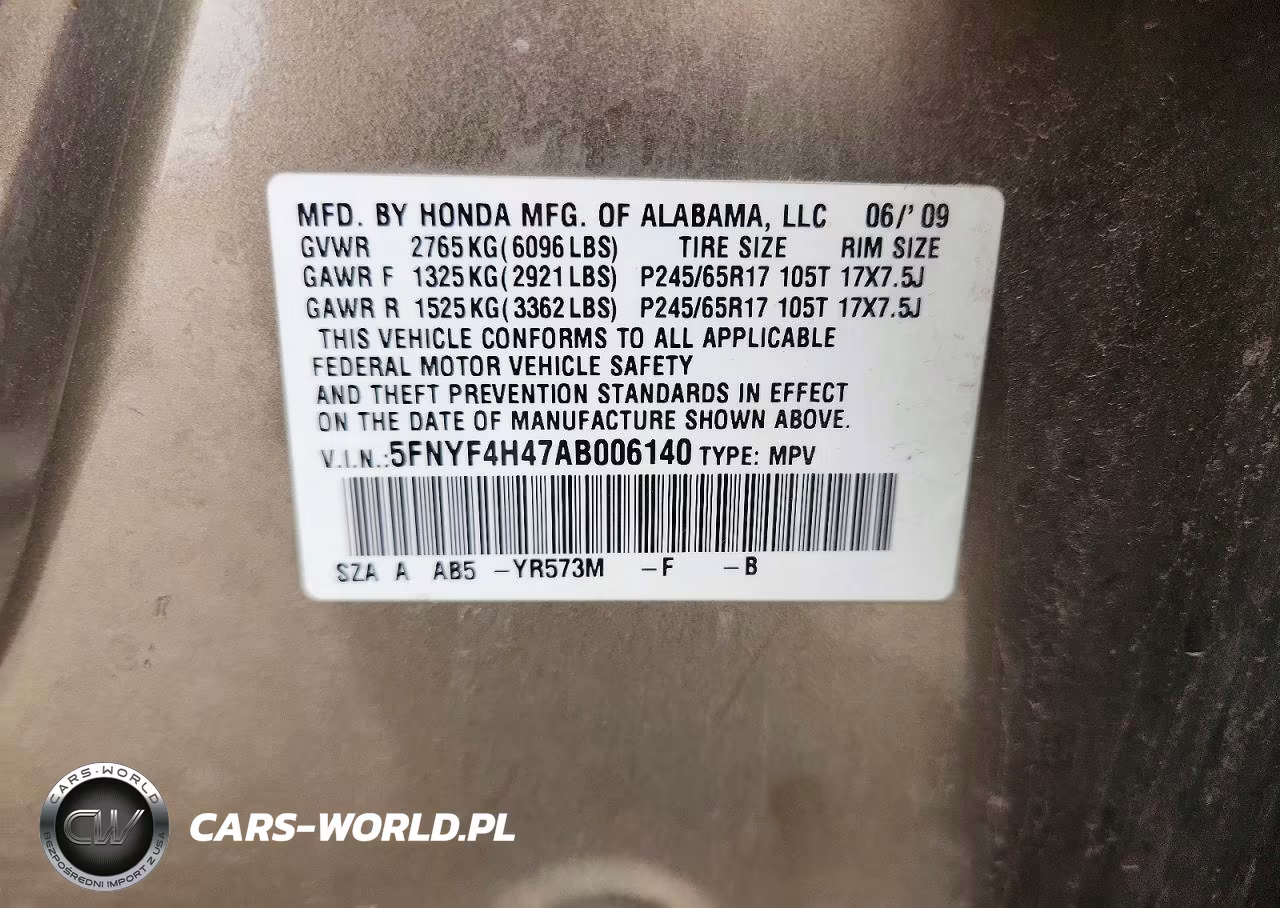 2010 Honda Pilot Ex VIN:5FNYF4H47AB006140 - 12