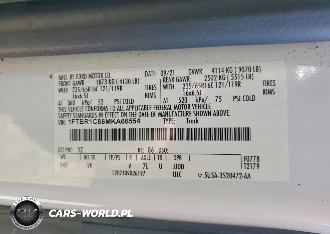 2021 Ford Transit T-250 VIN:1FTBR1C88MKA66554 - 13