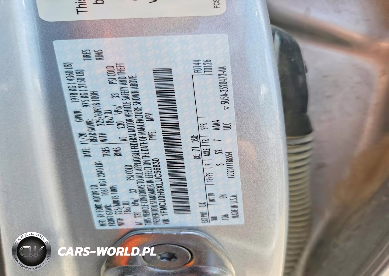 2020 Ford Escape Sel VIN:1FMCU0H6XLUC56830 - 12