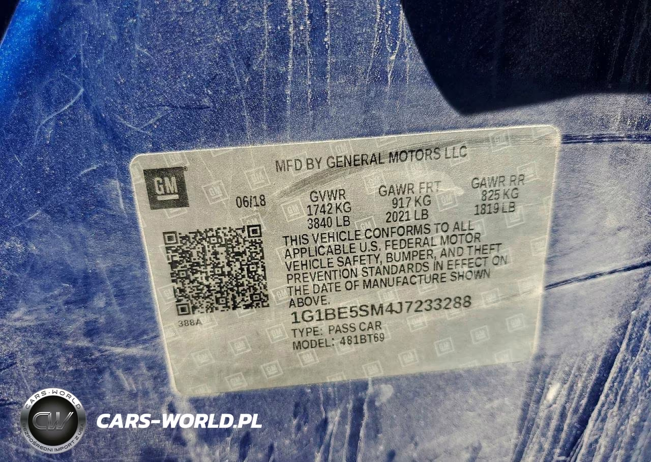 2018 Chevrolet Cruze Lt VIN:1G1BE5SM4J7233288 - 12