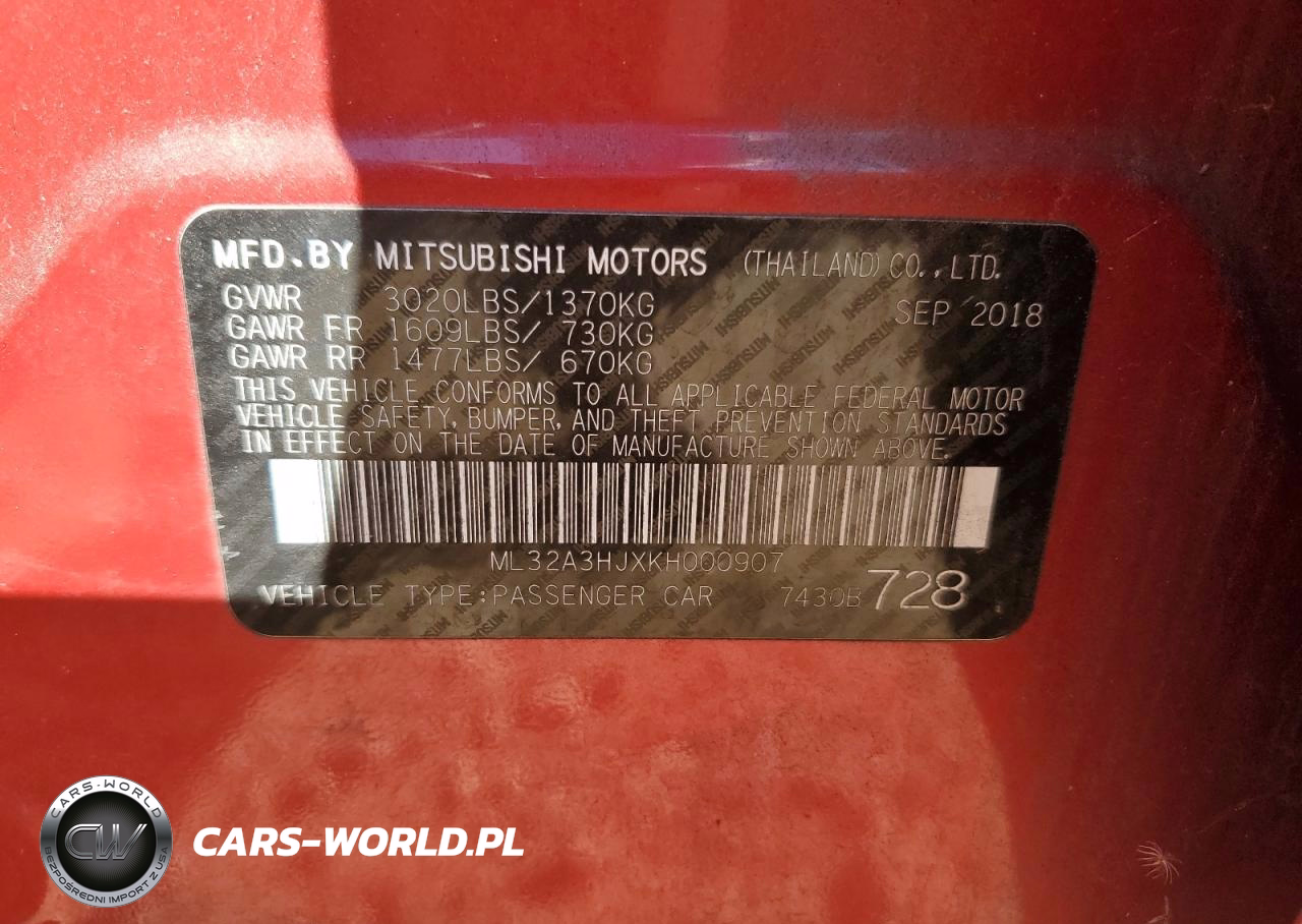2019 Mitsubishi Mirage Es VIN:ML32A3HJXKH000907 - 13