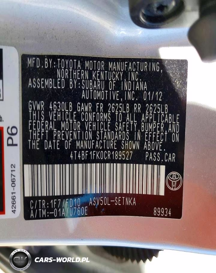 2012 Toyota Camry Le VIN:4T4BF1FK0CR189527 - 13