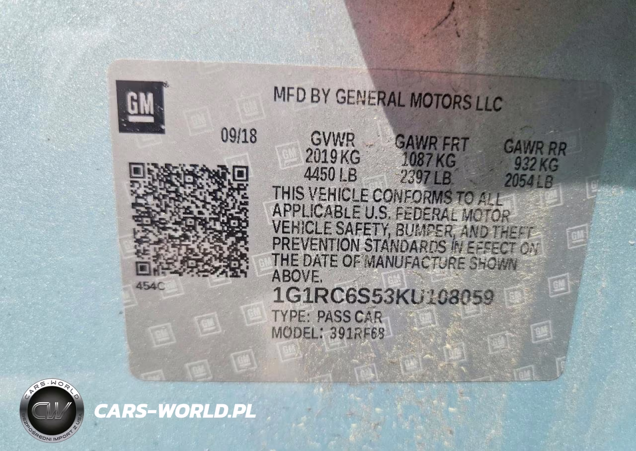 2019 Chevrolet Volt Lt VIN:1G1RC6S53KU108059 - 12