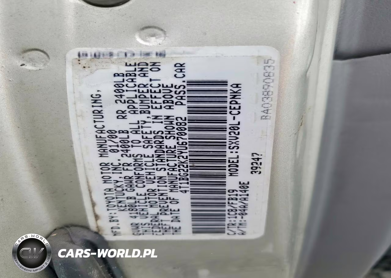 2000 Toyota Camry Le VIN:4T1BG22K2YU670082 - 13
