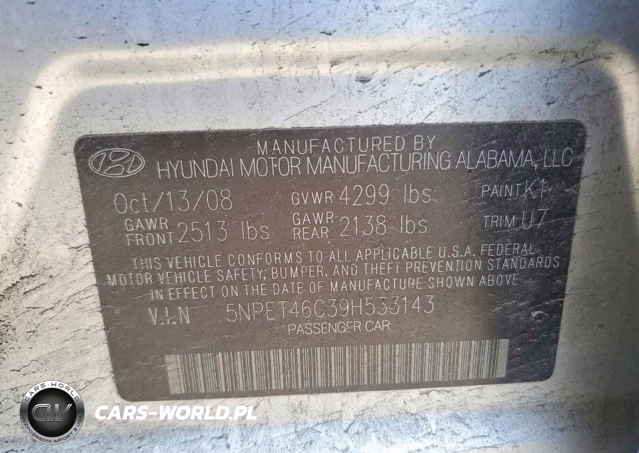 2009 Hyundai Sonata Gls VIN:5NPET46C39H533143 - 12
