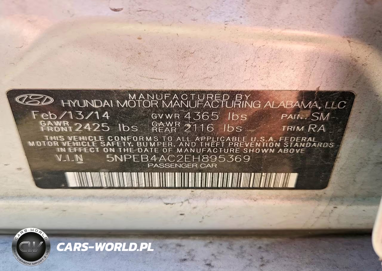 2014 Hyundai Sonata Gls VIN:5NPEB4AC2EH895369 - 12