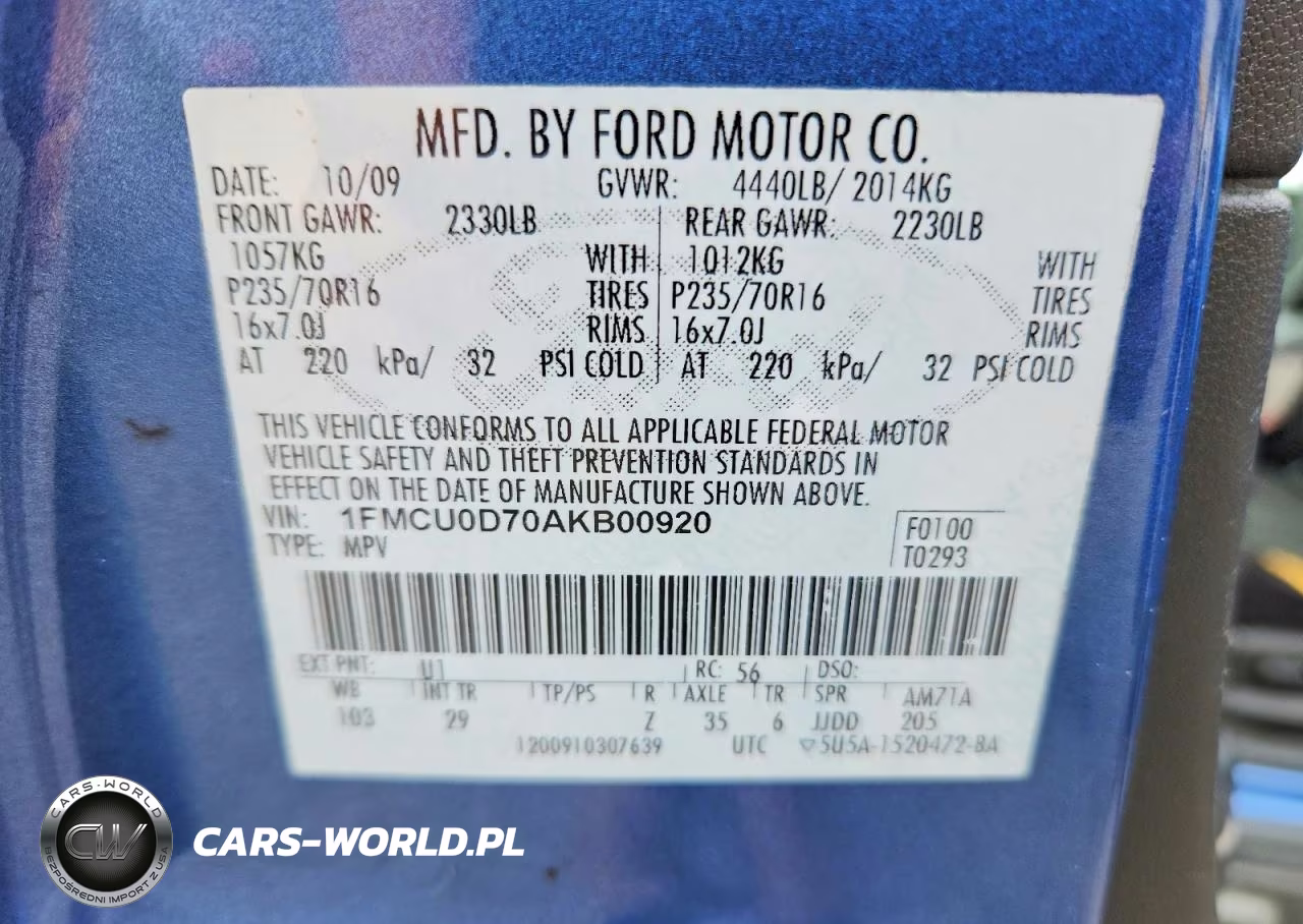2010 Ford Escape Xlt VIN:1FMCU0D70AKB00920 - 12