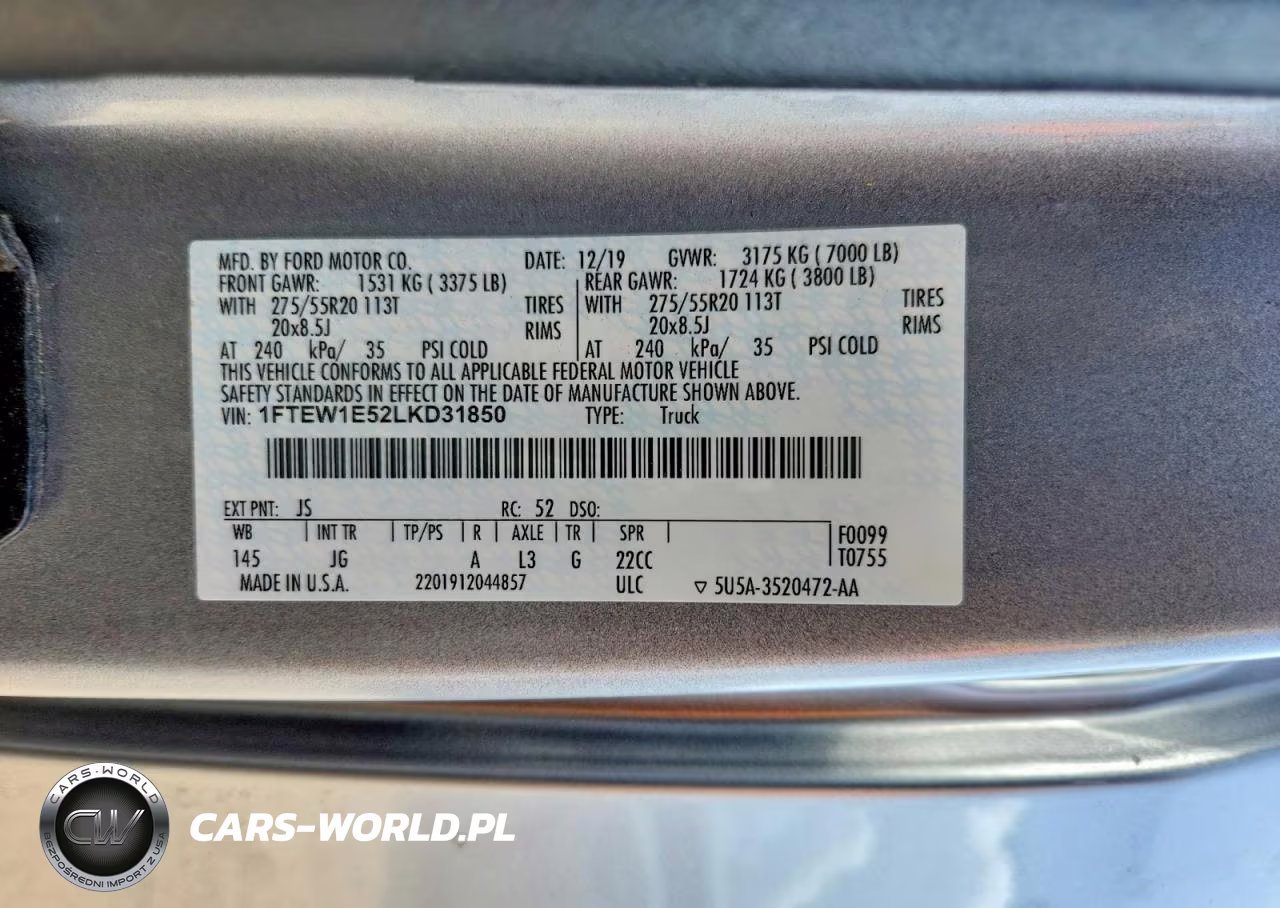2020 Ford F150 Supercrew VIN:1FTEW1E52LKD31850 - 12