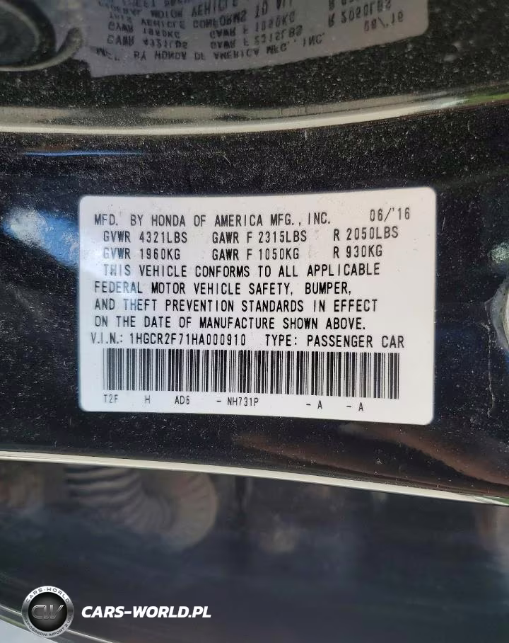2017 Honda Accord Ex VIN:1HGCR2F71HA000910 - 12