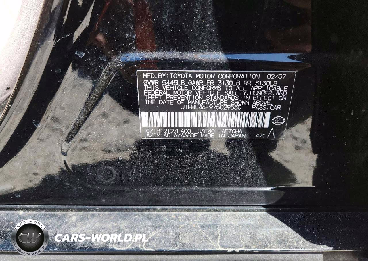 2007 Lexus Ls 460 VIN:JTHBL46F975029530 - 12