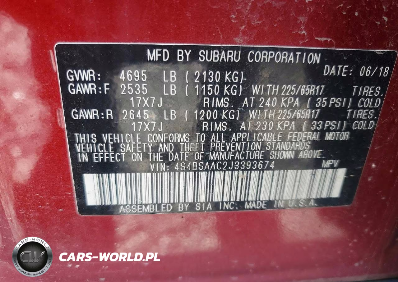 2018 Subaru Outback 2.5I VIN:4S4BSAAC2J3393674 - 12