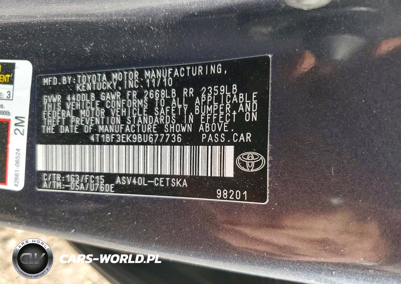 2011 Toyota Camry Se VIN:4T1BF3EK9BU677736 - 12