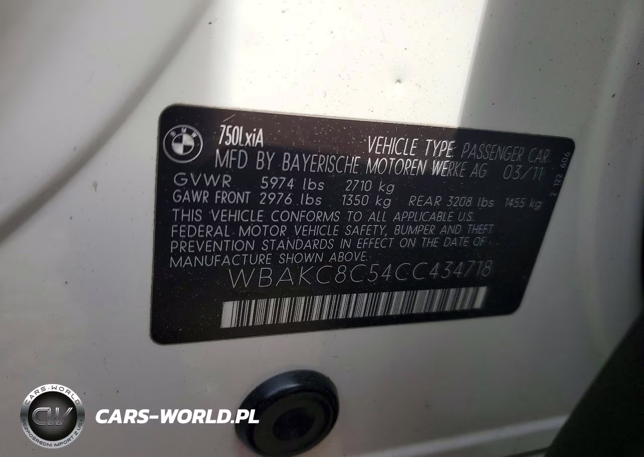 2012 BMW 750 Lxi VIN:WBAKC8C54CC434718 - 12