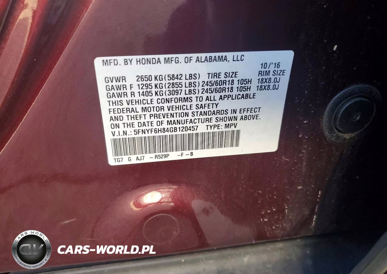 2016 Honda Pilot Exl VIN:5FNYF6H84GB120457 - 13