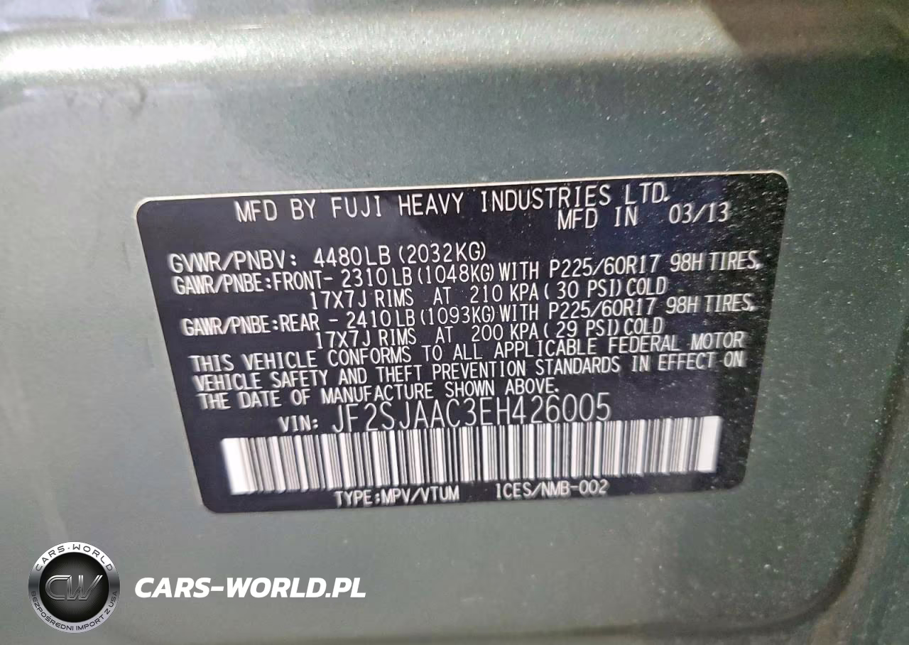 2014 Subaru Forester 2.5I VIN:JF2SJAAC3EH426005 - 13