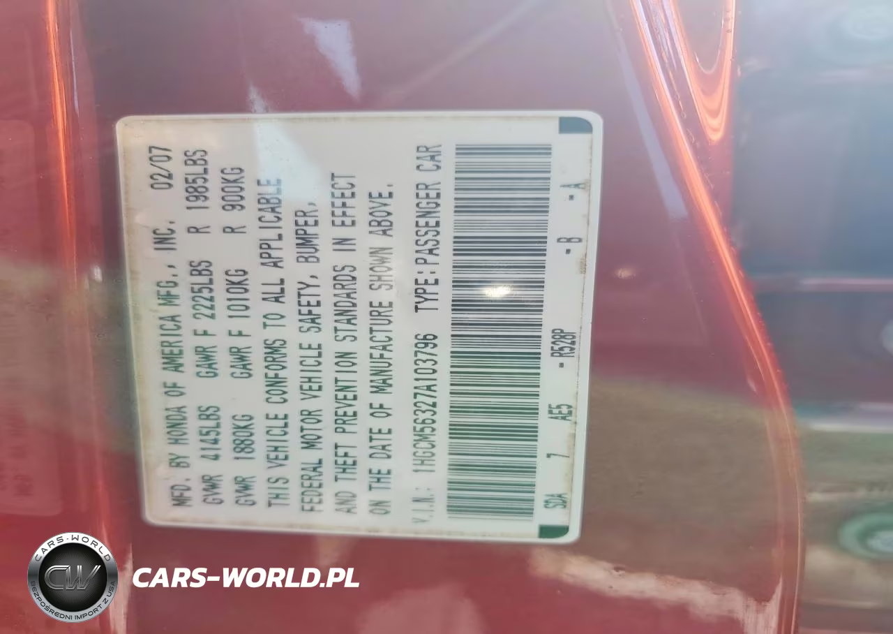 2007 Honda Accord Se VIN:1HGCM56327A103796 - 12