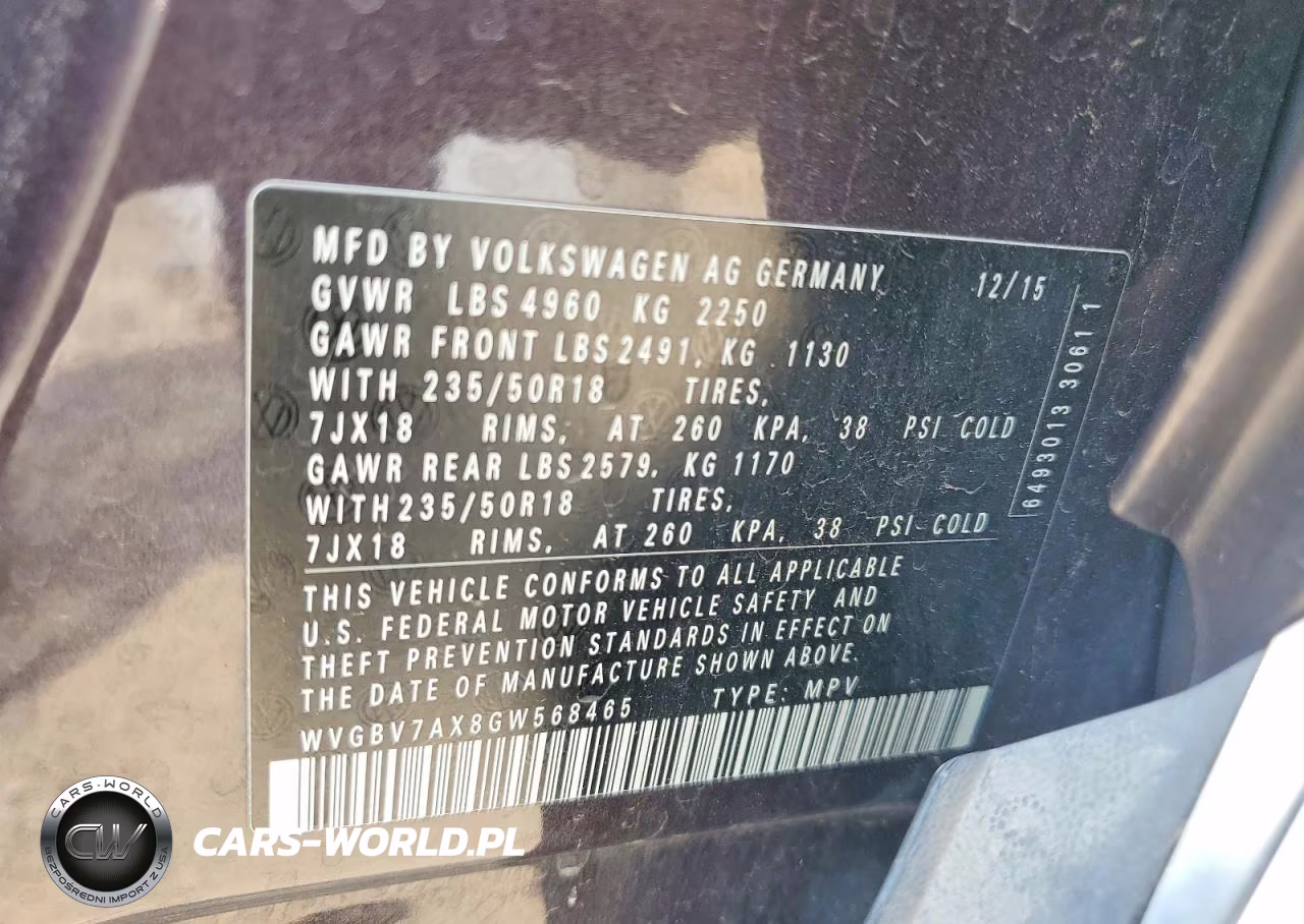 2016 Volkswagen Tiguan S VIN:WVGBV7AX8GW568465 - 14