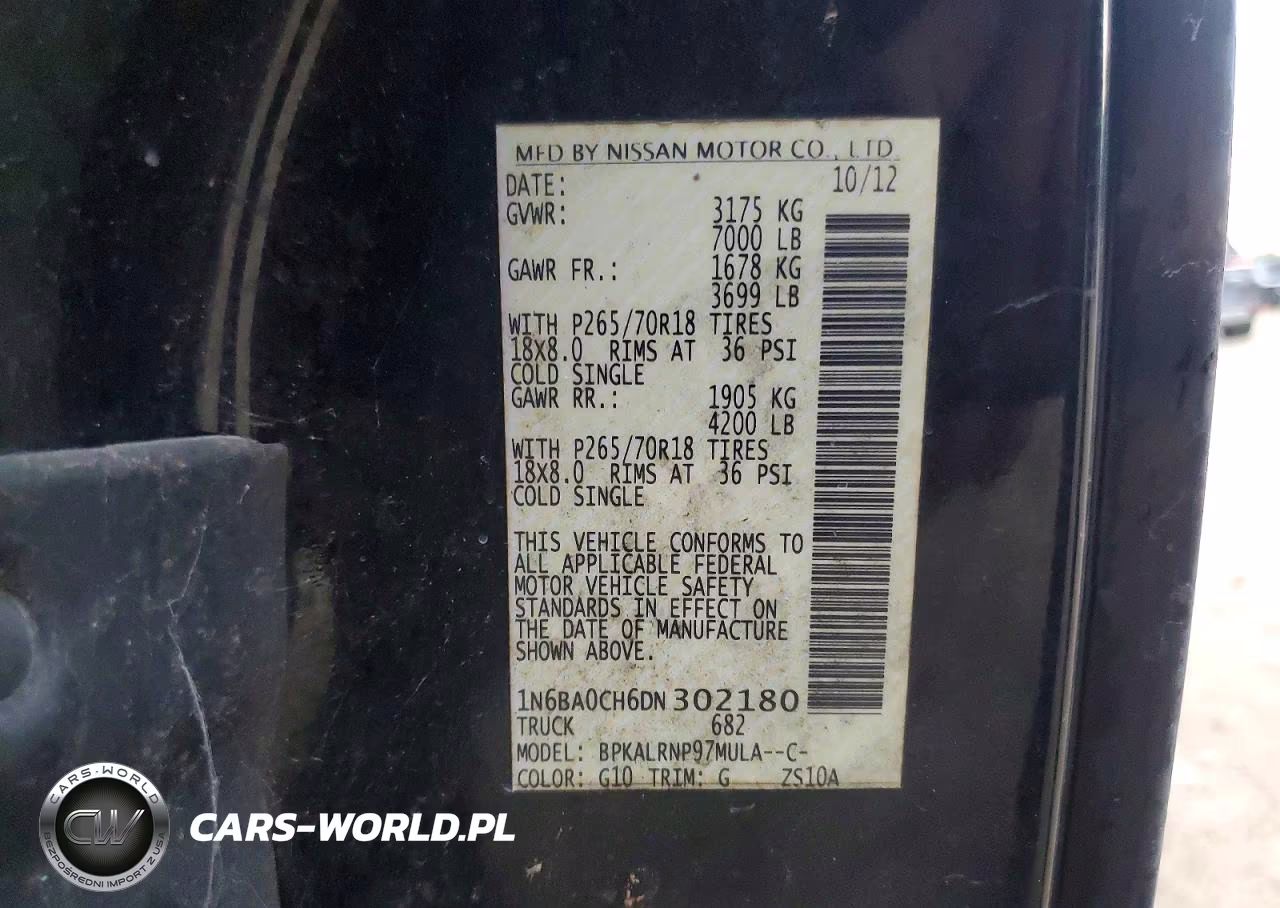 2013 Nissan Titan S VIN:1N6BA0CH6DN302180 - 12