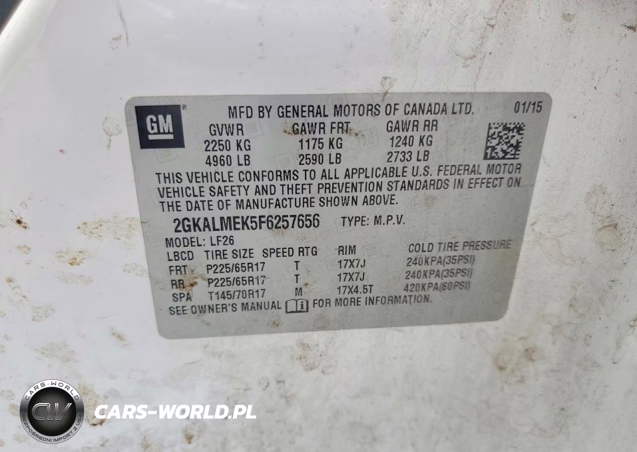 2015 GMC Terrain Sle VIN:2GKALMEK5F6257656 - 12