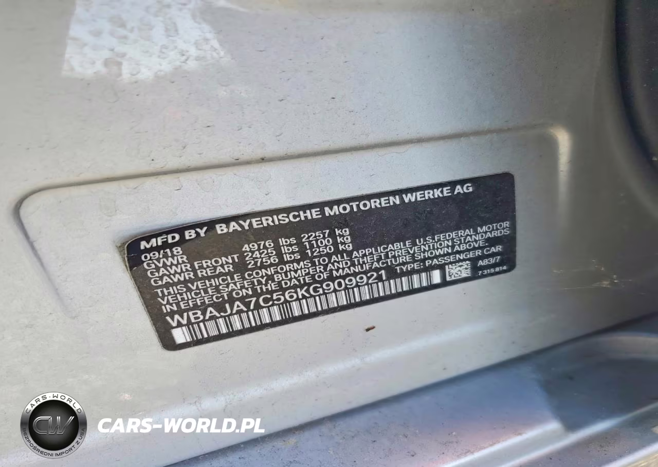 2019 BMW 530 Xi VIN:WBAJA7C56KG909921 - 12