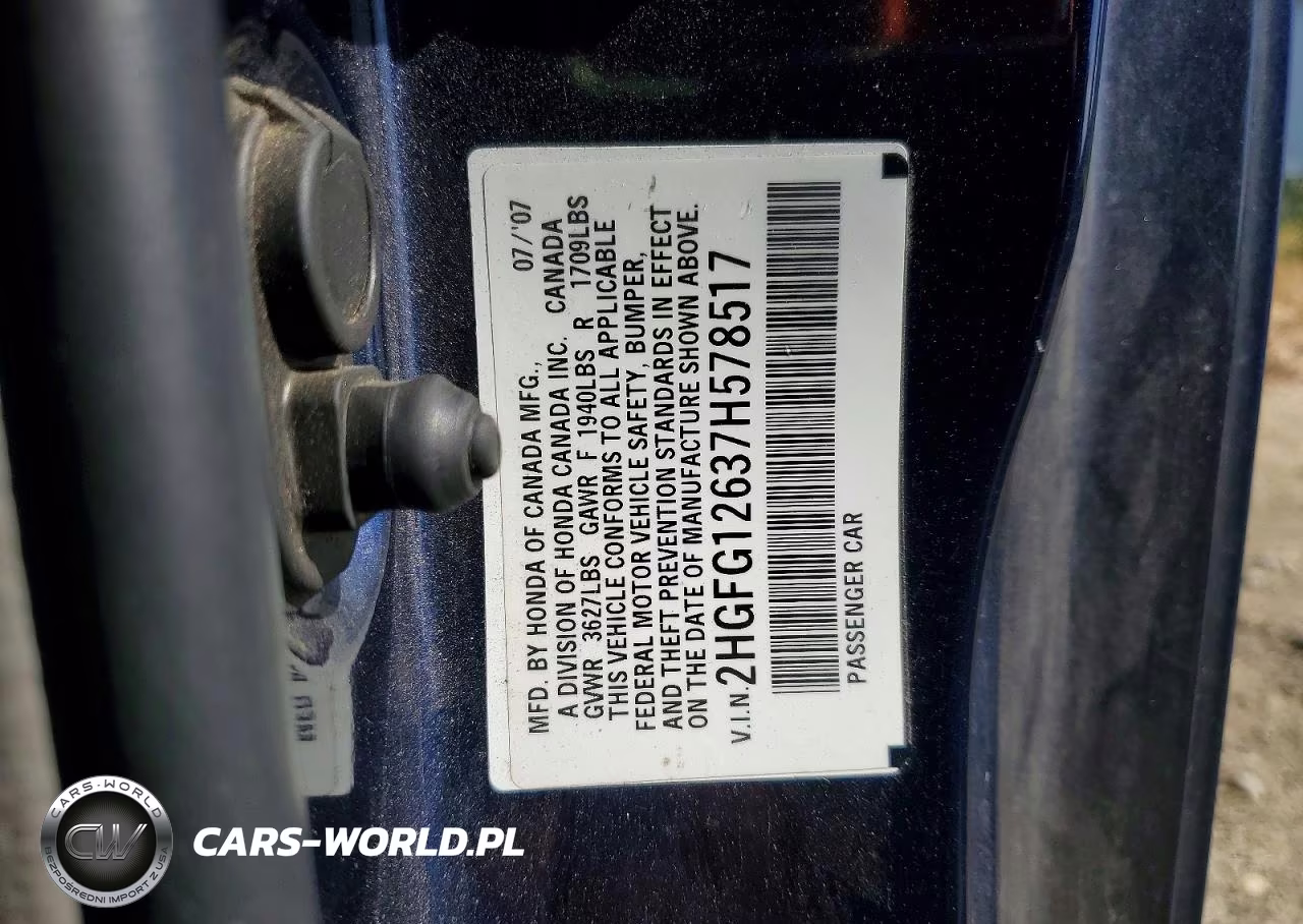 2007 Honda Civic Lx VIN:2HGFG12637H578517 - 12