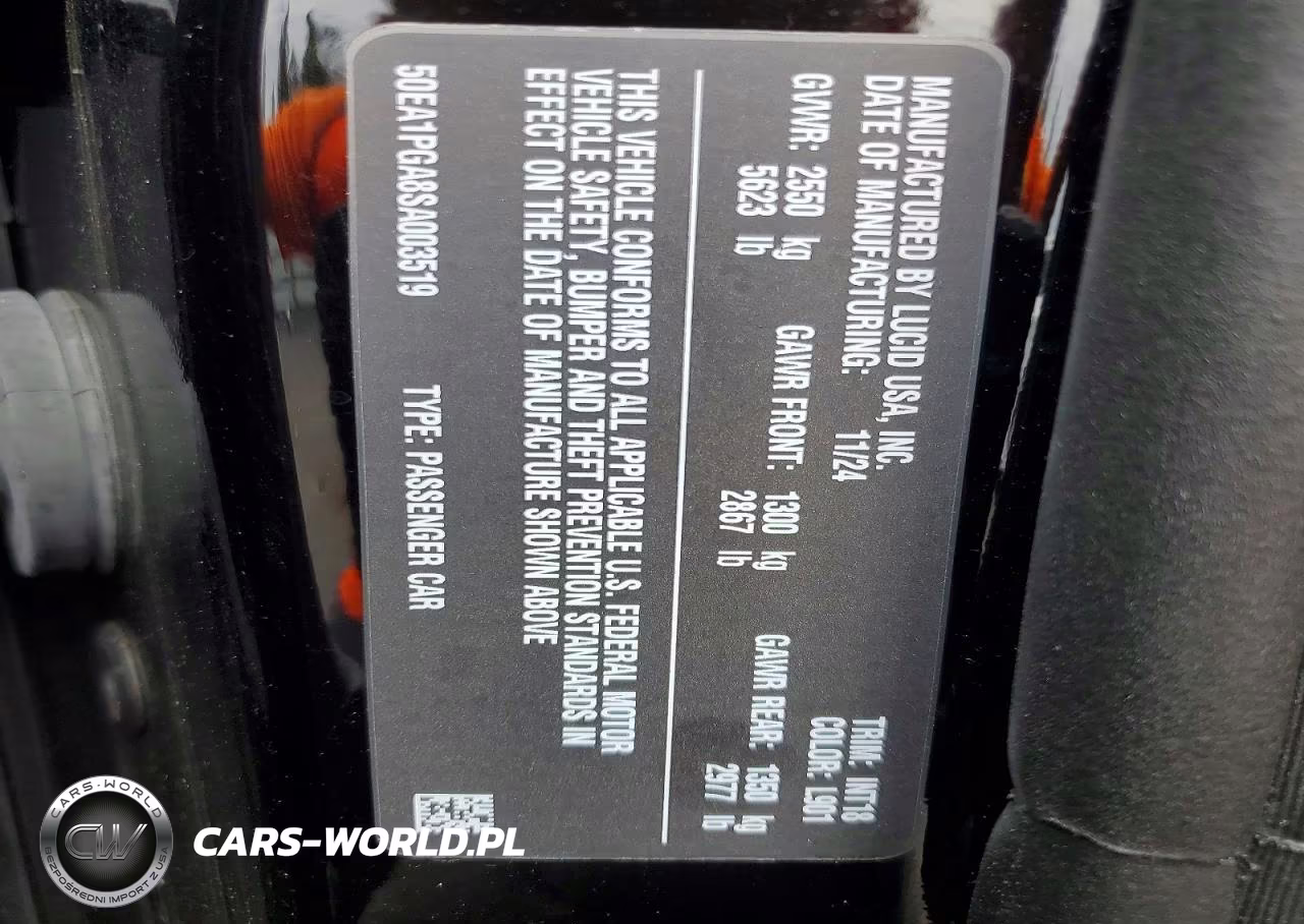 2025 Lucid Motors Air Pure VIN:50EA1PGA8SA003519 - 12